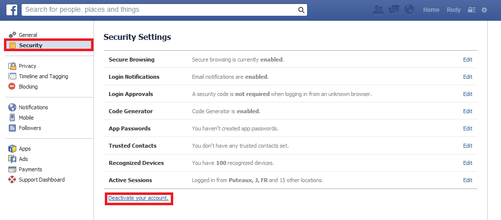 securiser compte facebook