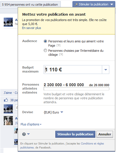 promotion de publication facebook