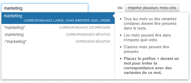 ciblage twitter par mots-clés