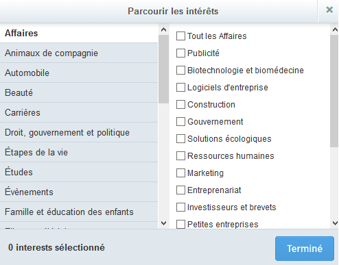 ciblage par interêt publicite twitter