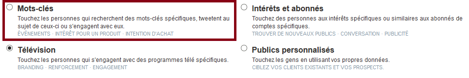 ciblage mots-clés twitter