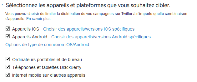 ciblage publicité twitter telephones mobiles