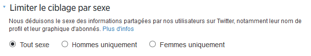 ciblage twitter par sexe