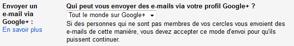 envoyer un email via google+