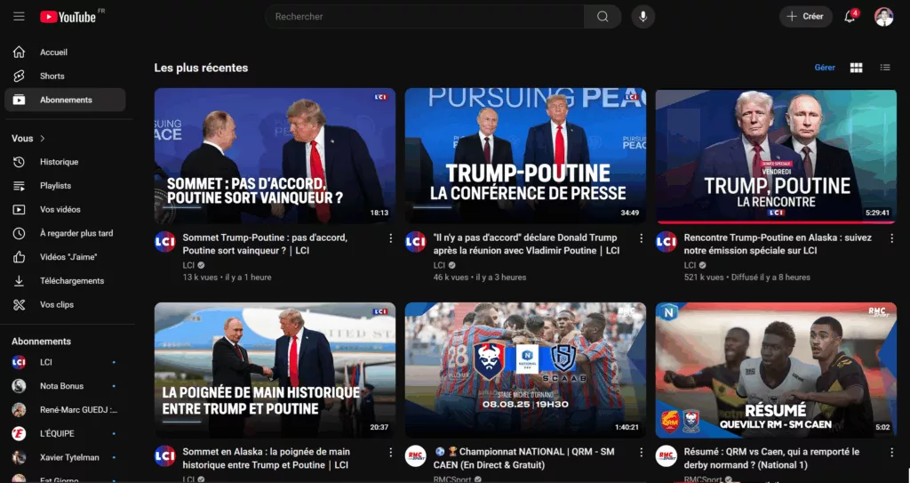 abonnements youtube