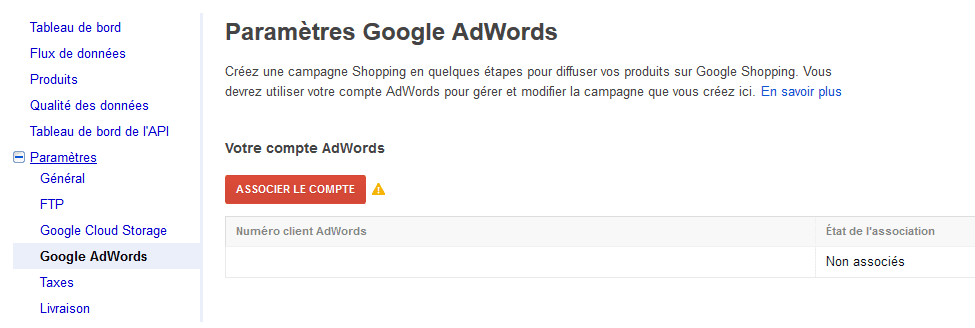 associer google adwords avec google merchant