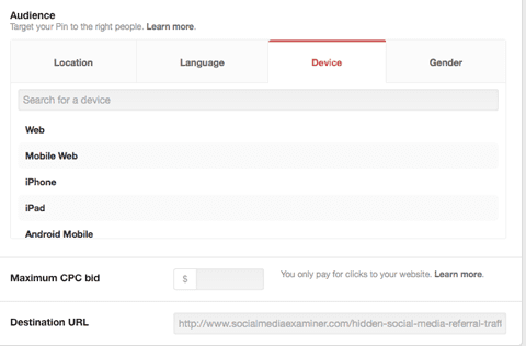 cibler utilisateurs sur pinterest en fonction de leur appareil téléphone mobilecibler utilisateurs sur pinterest en fonction de leur appareil téléphone mobile