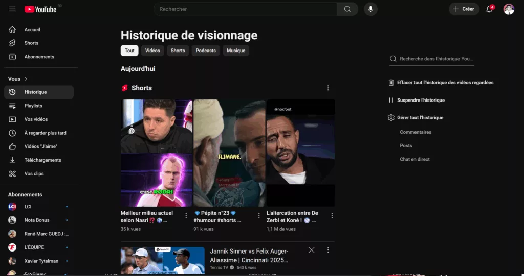 historique youtube