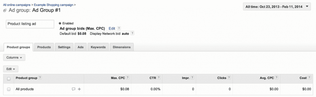 listes de produits pour une campagne shopping sur google Adwords