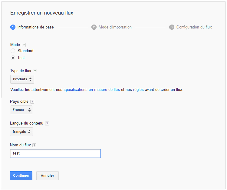 paramétrer un flux de données google shopping