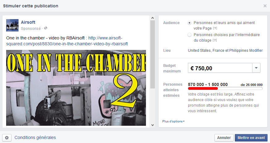 post sponsorisé facebook