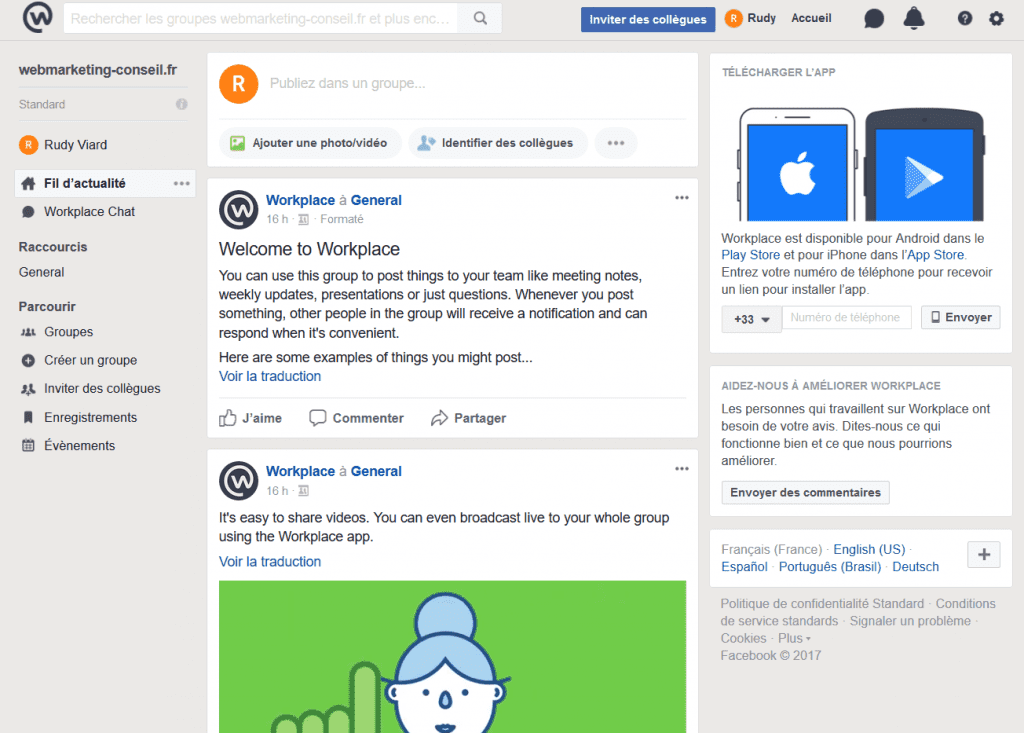 Facebook at work workplace picture