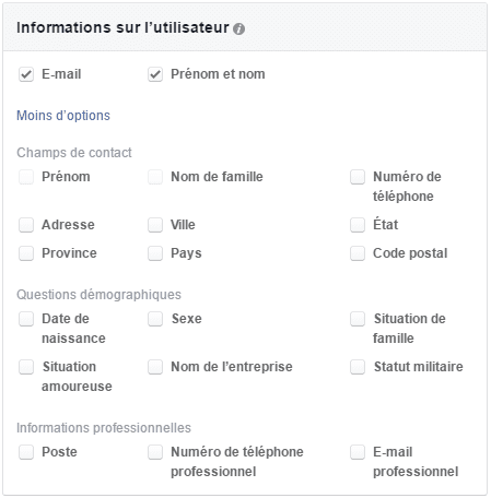 publicite-formulaire-facebook 9 façons de vendre sur Facebook