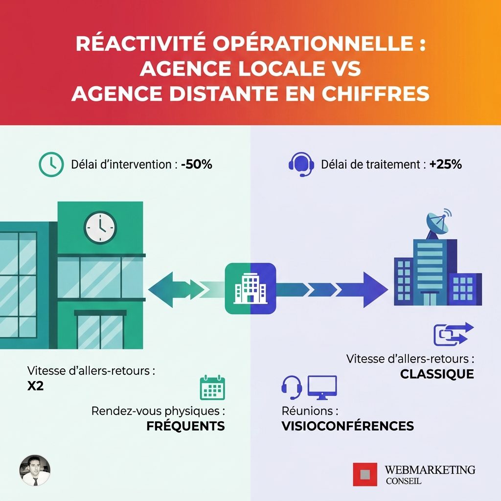 Comparaison réactivité agence locale vs distante