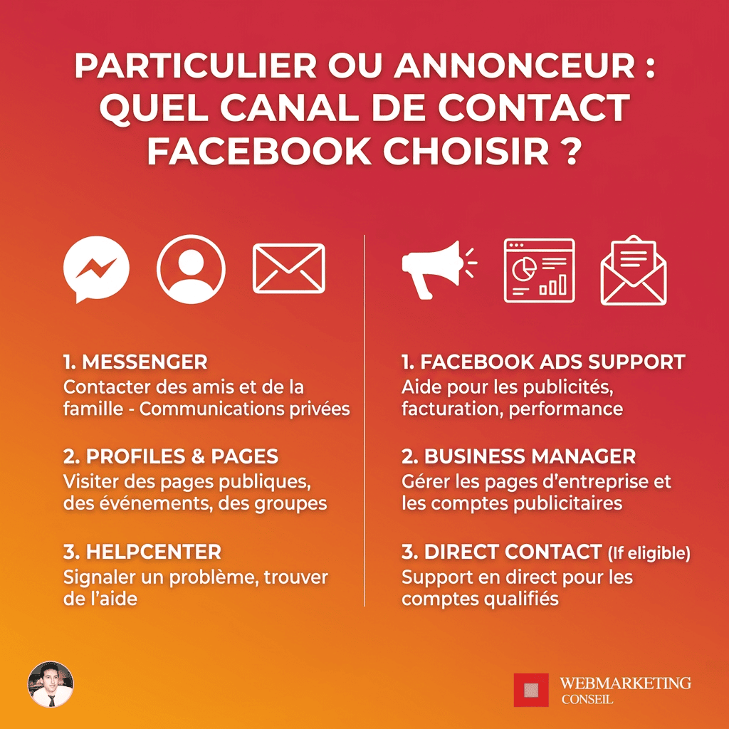 Canaux contact Facebook selon profil