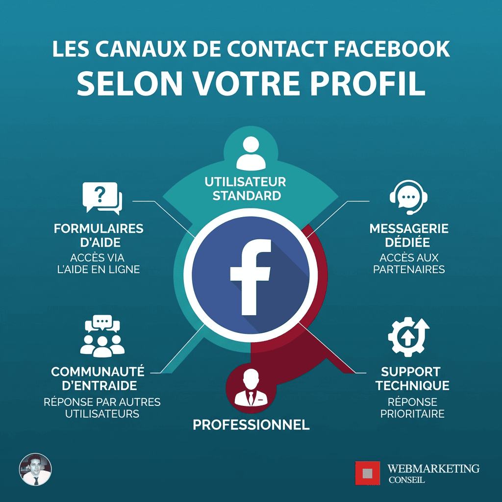 Infographie canaux support Facebook