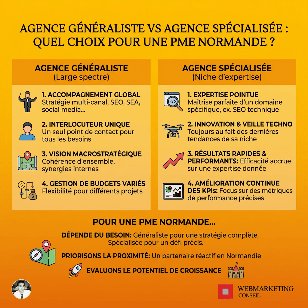 Infographie comparaison agence généraliste et spécialisée