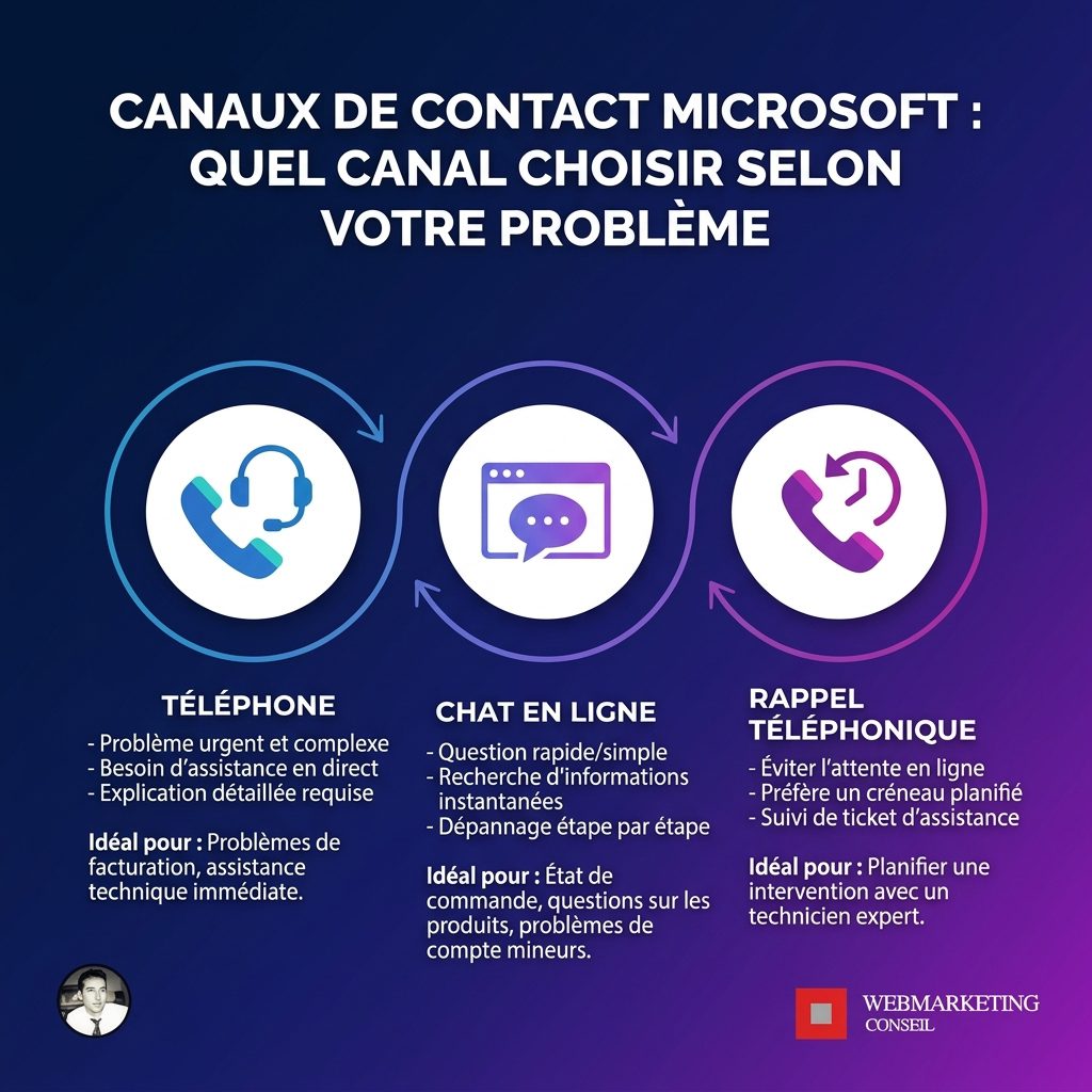 Comparatif canaux support Microsoft