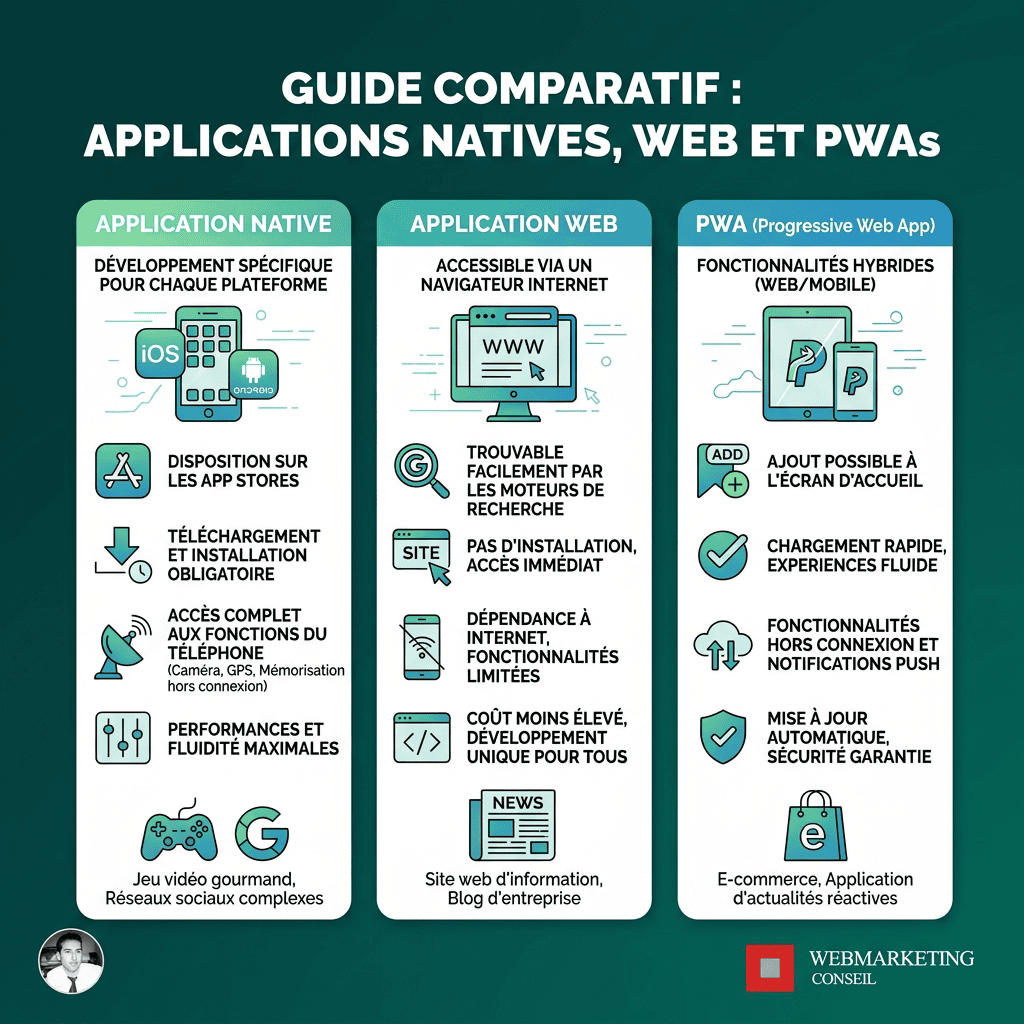 Comparatif des 3 types d'applications Android