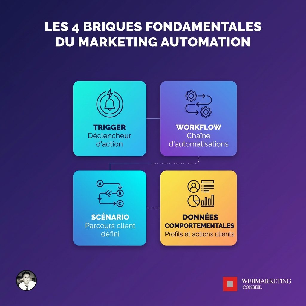 Infographie 4 piliers marketing automation
