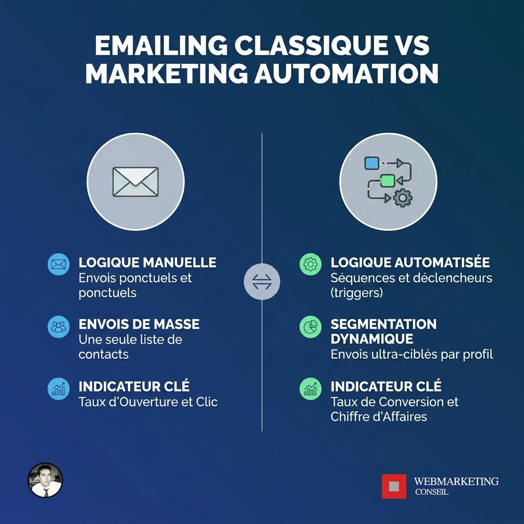 Infographie comparatif emailing vs automation
