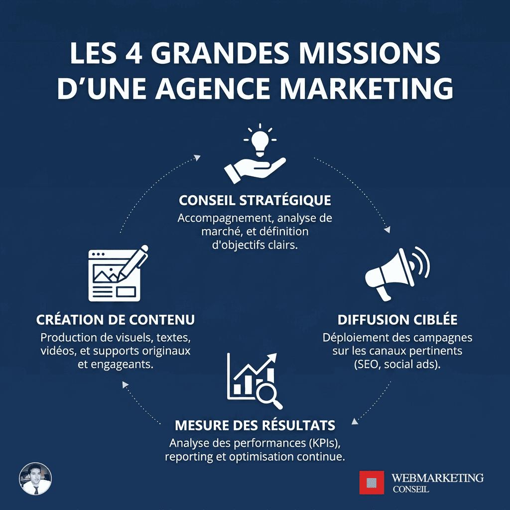 Infographie missions agence marketing Auvergne
