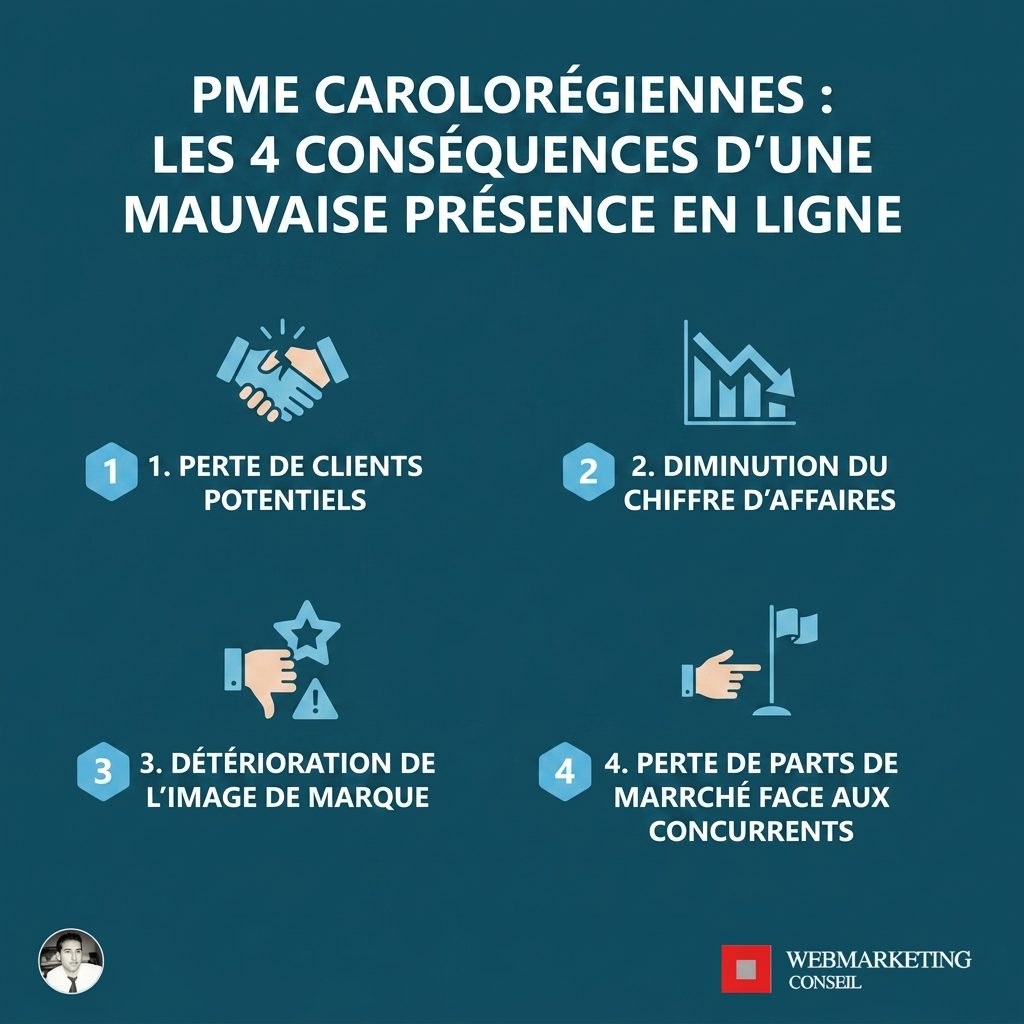 Infographie impact absence digitale PME Charleroi