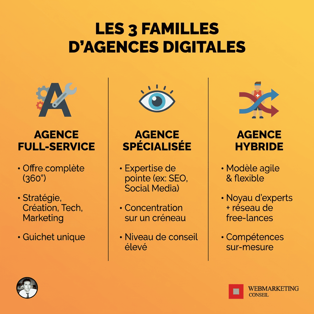 Comparatif des 3 types d'agences digitales