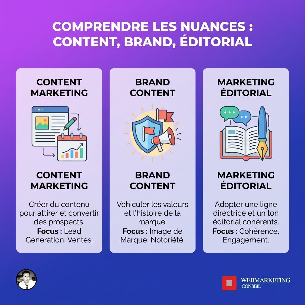 Infographie distinctions appellations content marketing