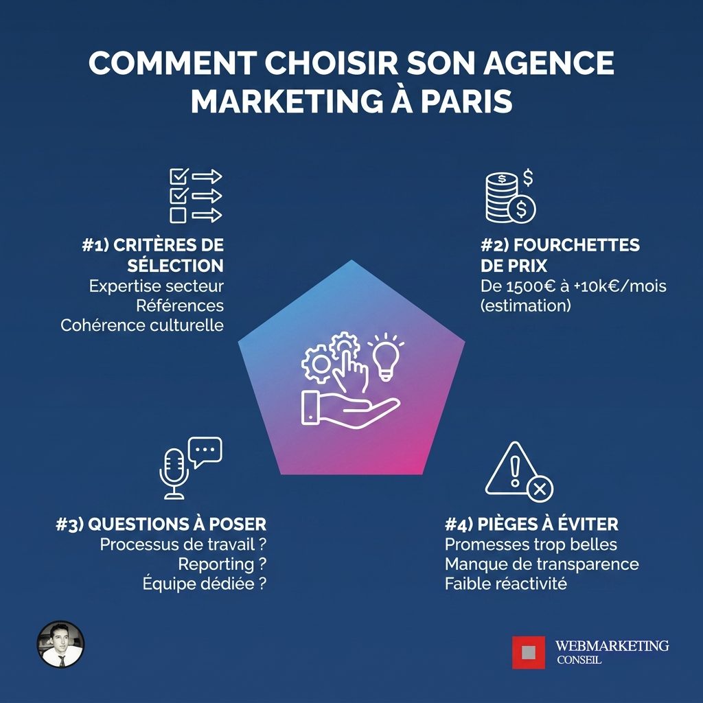 Infographie critères choix agence marketing Paris