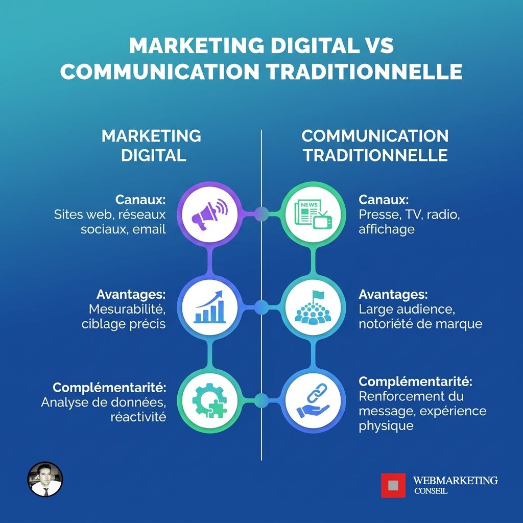 Comparatif marketing digital et communication traditionnelle PME
