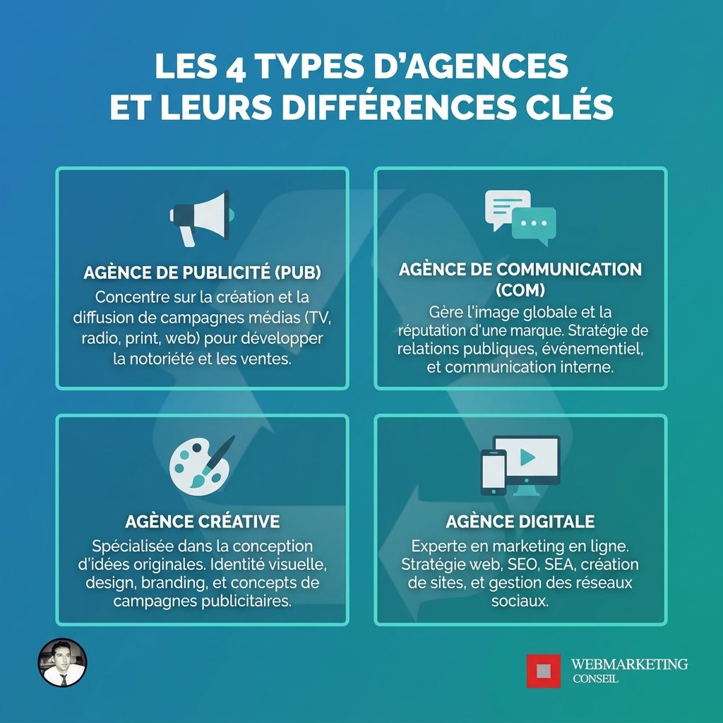 Comparatif des 4 types d'agences marketing