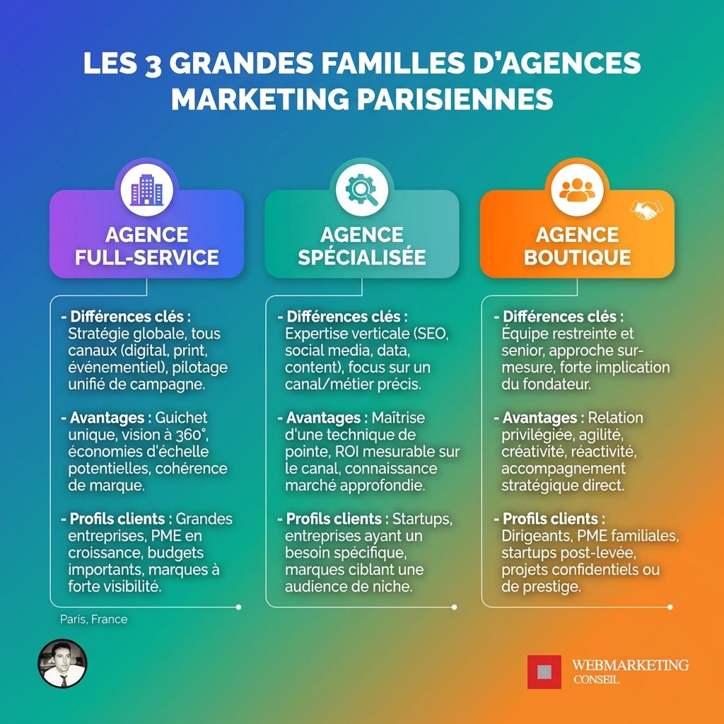 Infographie types agences marketing Paris