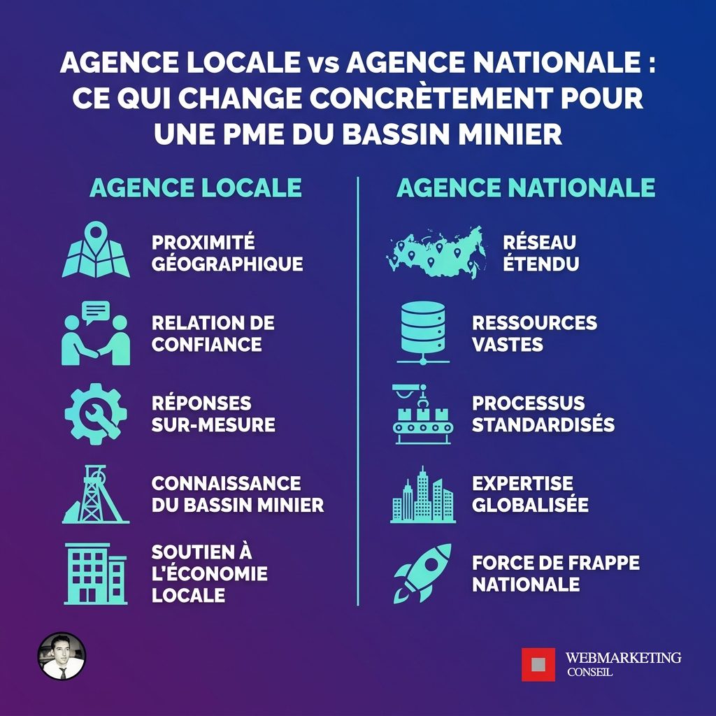 Comparatif agence locale et nationale pour entreprises de Lens