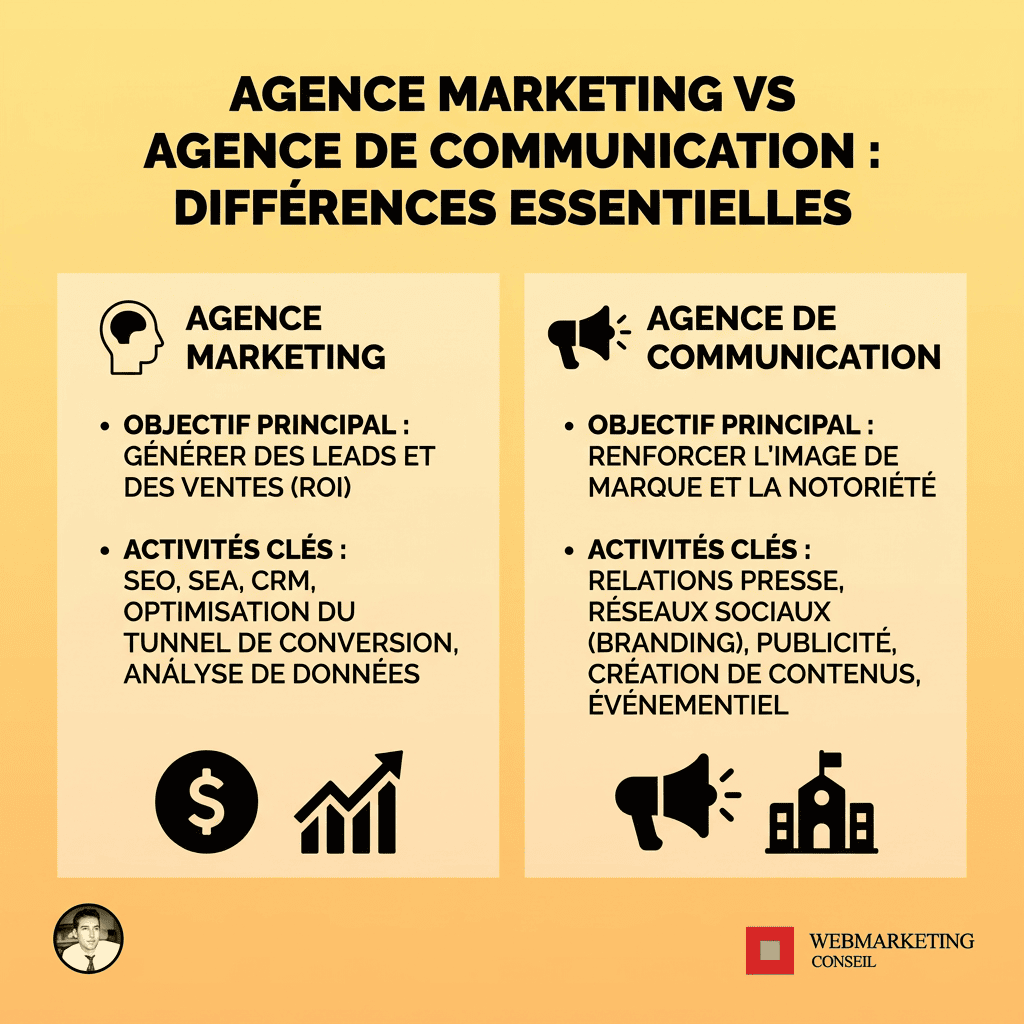 Comparatif agence marketing et agence communication