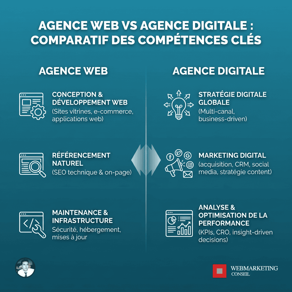 Tableau comparatif agence web et agence digitale