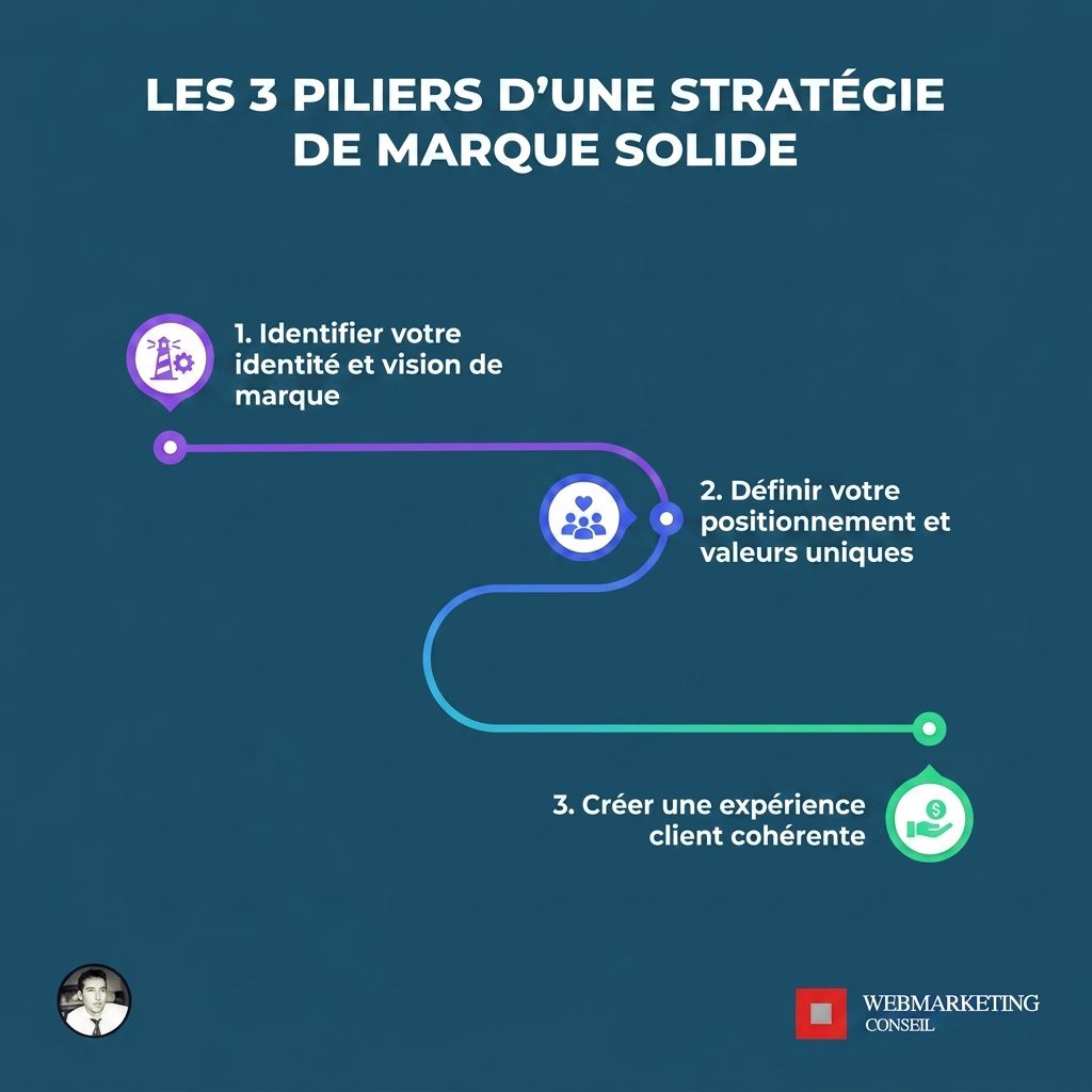 Trois piliers du branding stratégie identité expérience