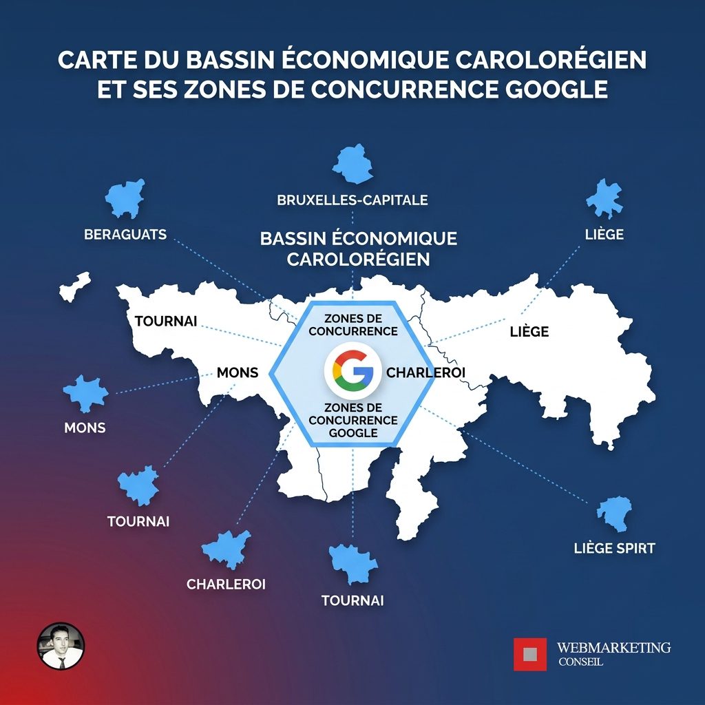 Carte zones économiques Charleroi SEO local