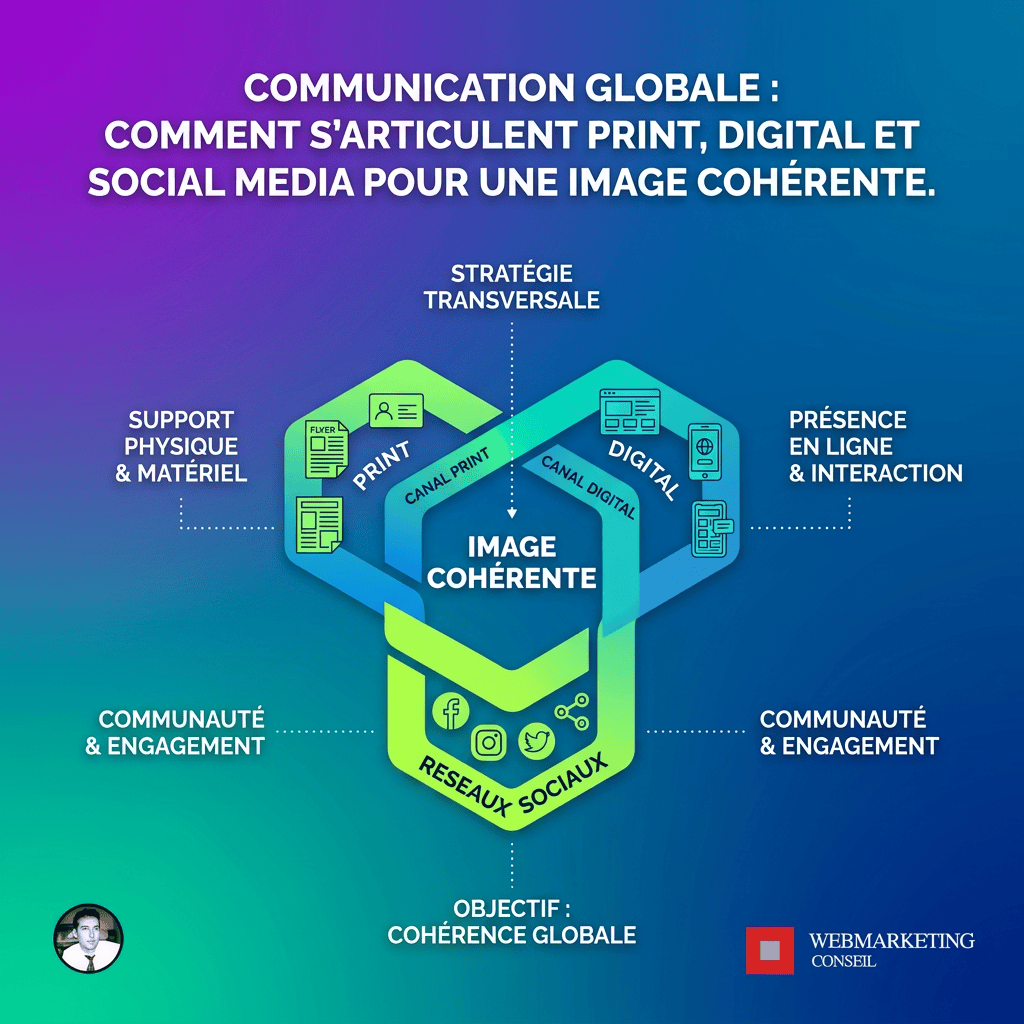 Schéma communication globale print digital social