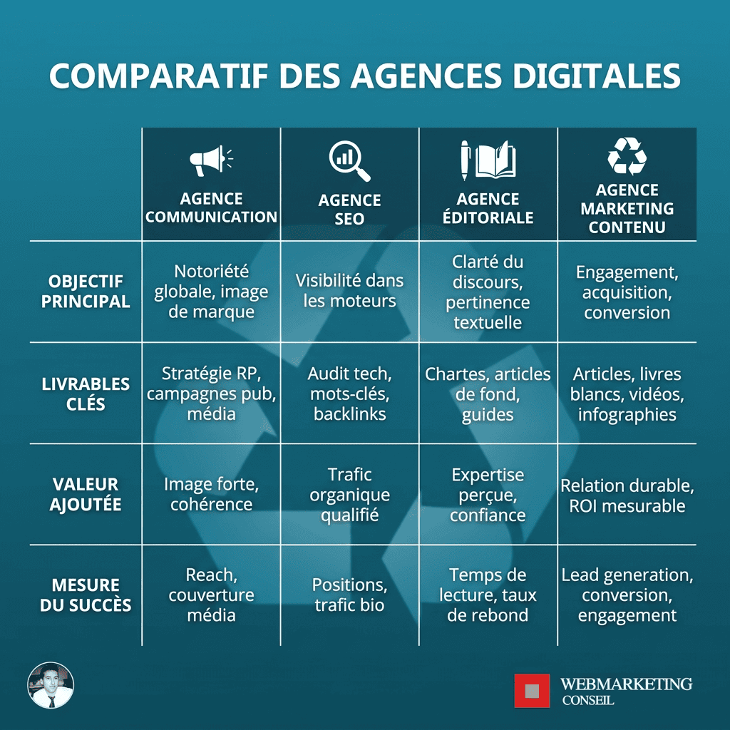 Comparatif des types d'agences contenu