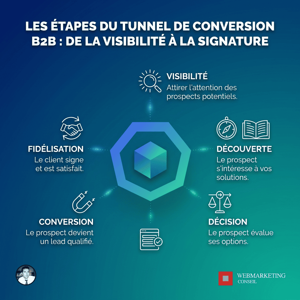 Infographie tunnel conversion B2B