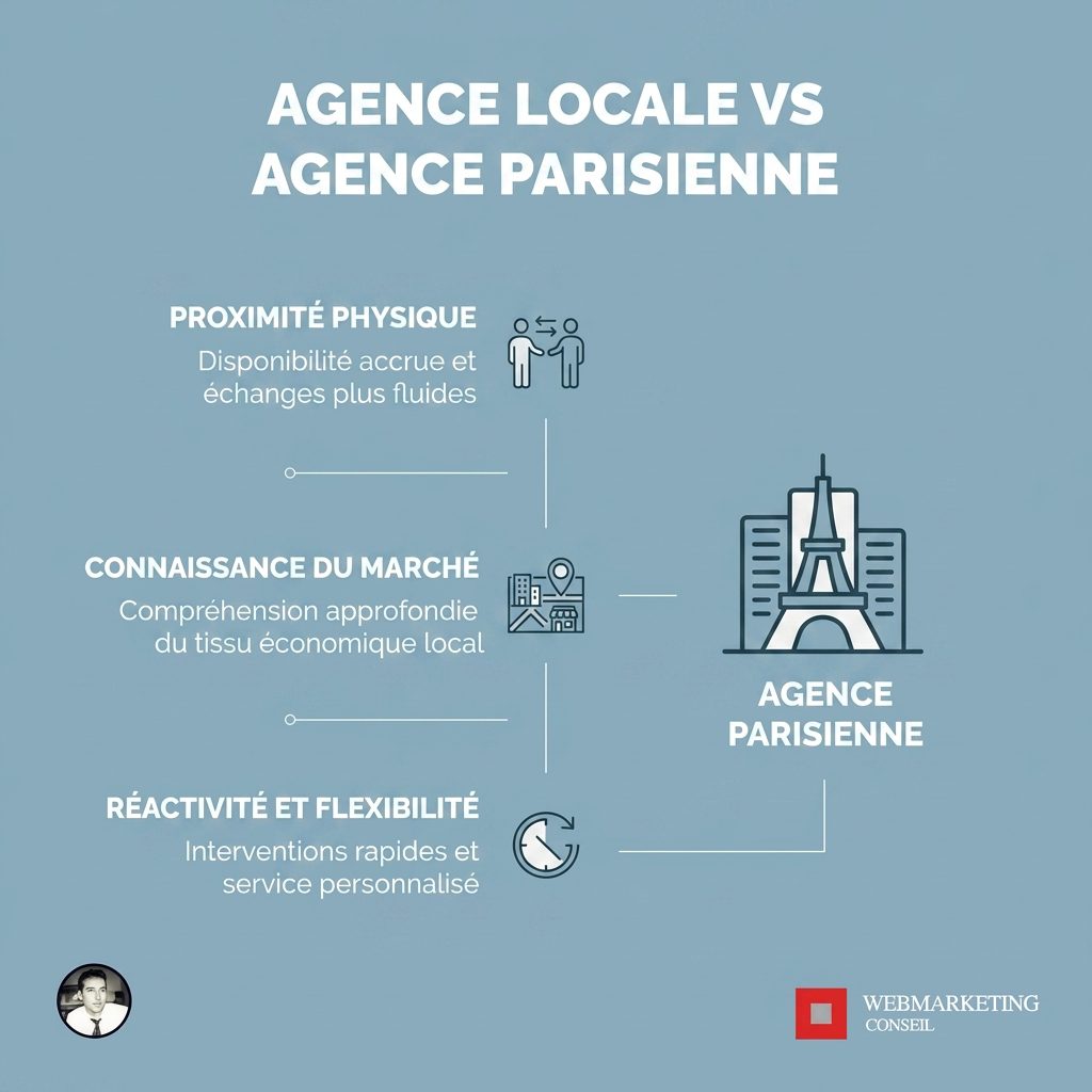 Comparaison agence locale Mulhouse vs agence Paris
