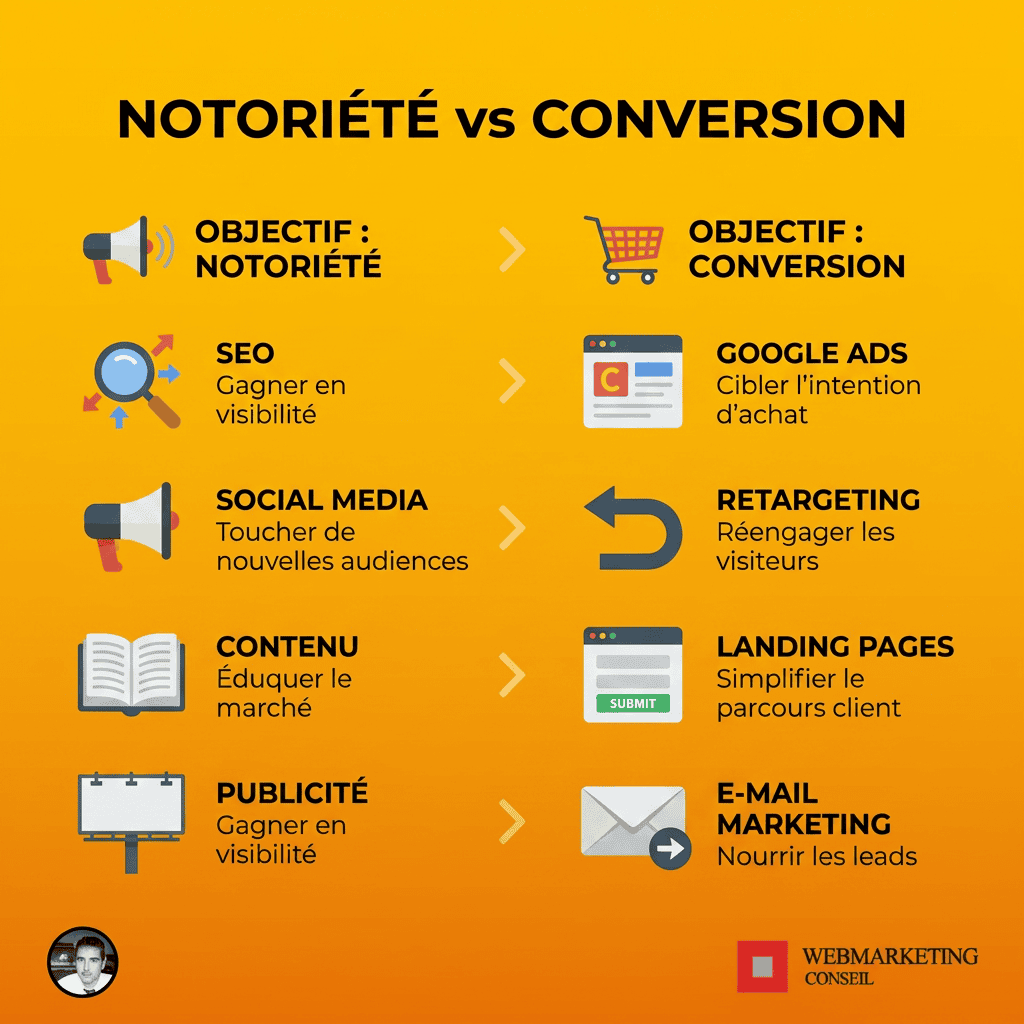 Canaux publicitaires notoriété versus conversion