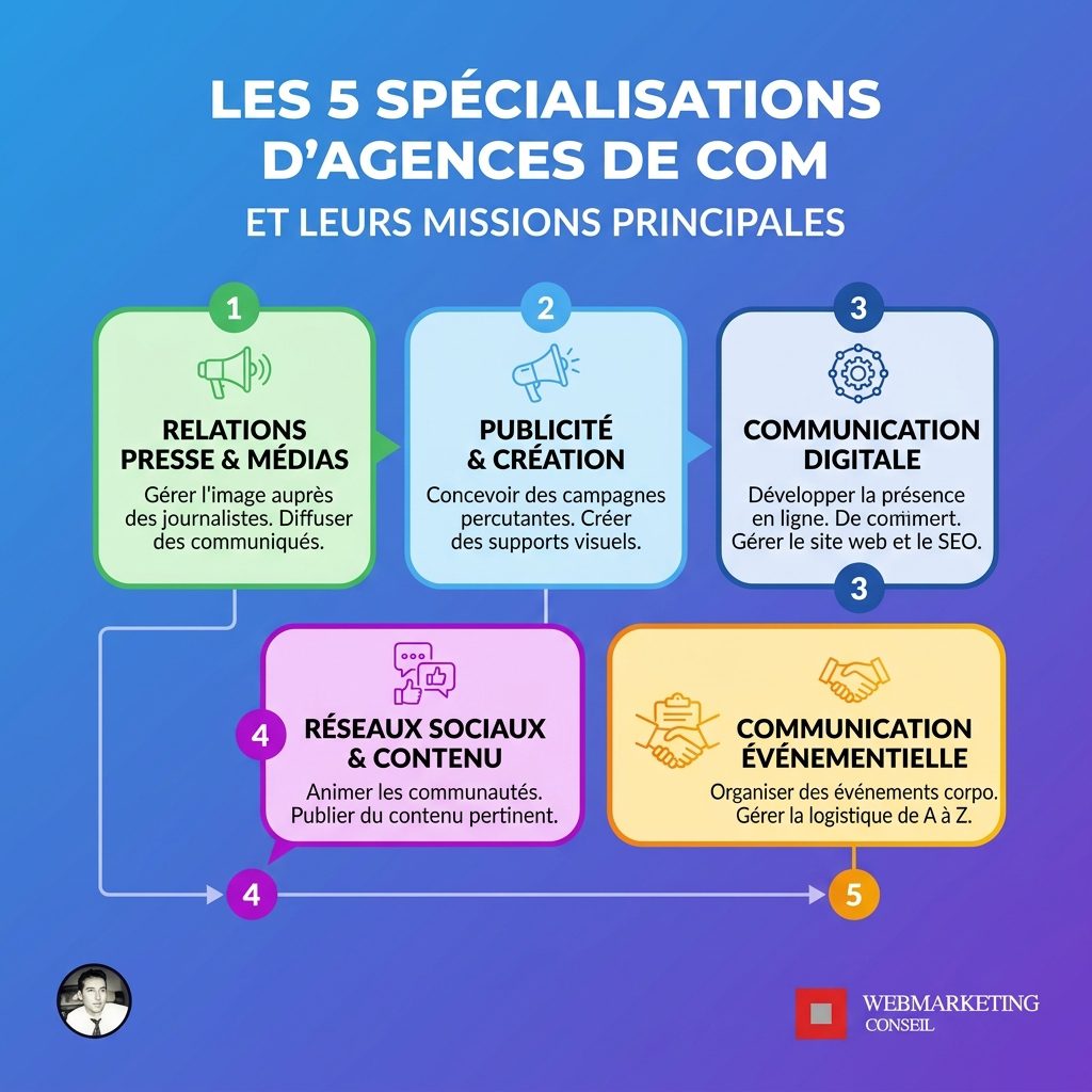Carte des spécialisations d'agences de communication