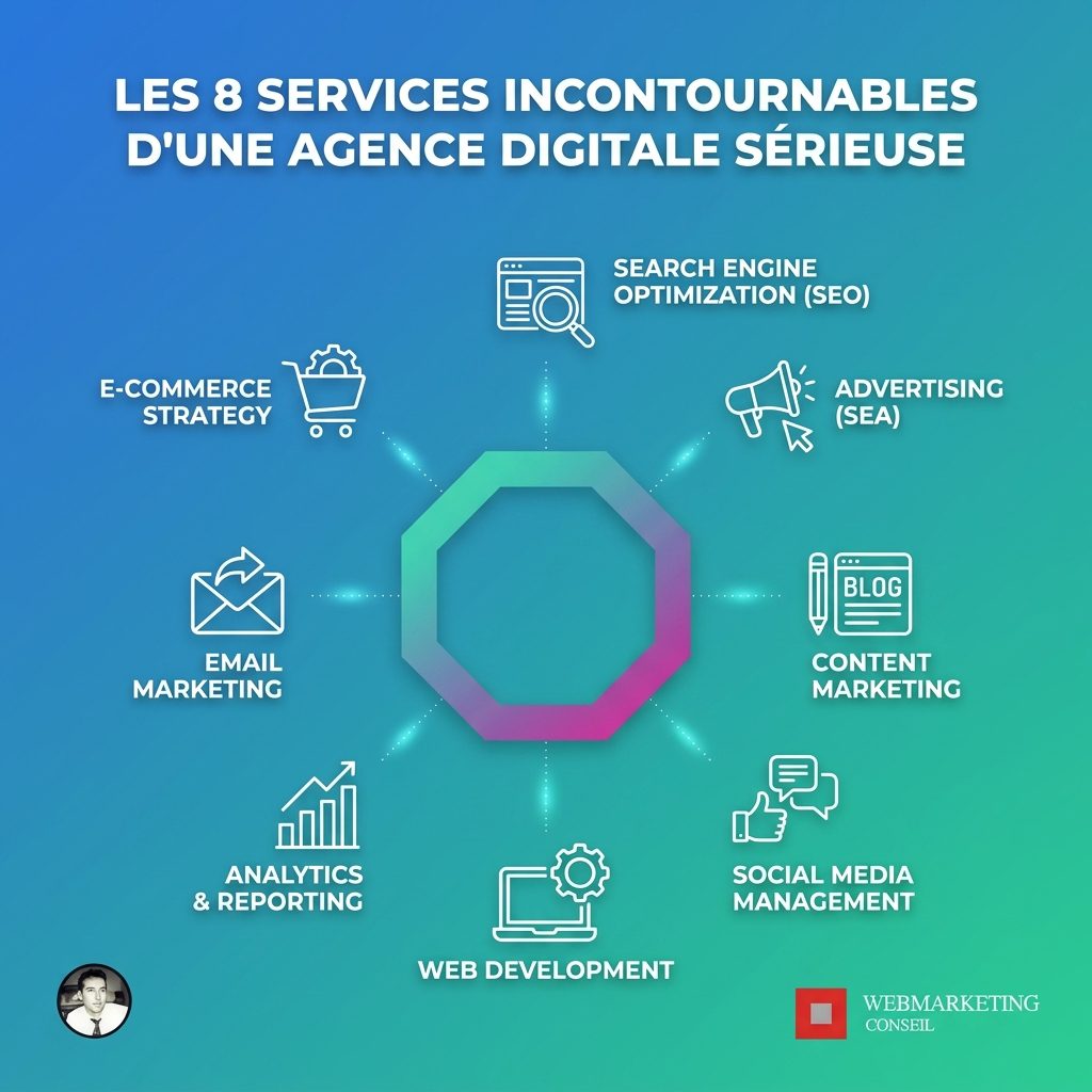 Roue des services d'une agence digitale
