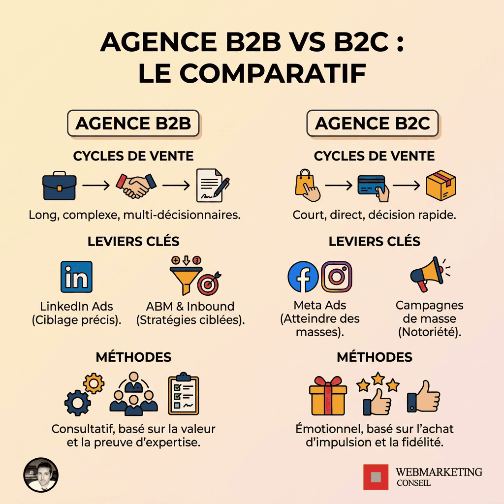 Infographie B2B vs B2C agences marketing